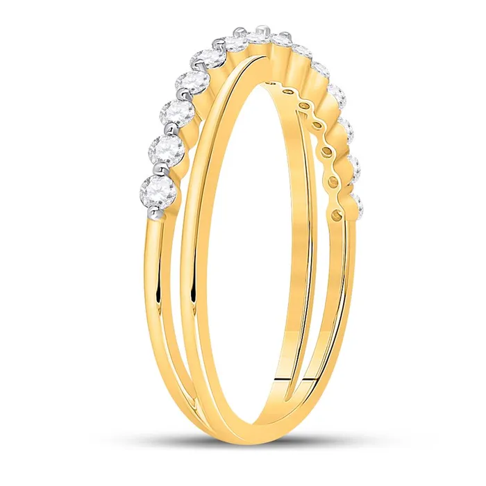 10k Yellow Gold Round Diamond Crossover Stackable Band Ring 13 Cttw gndatlanta Rings