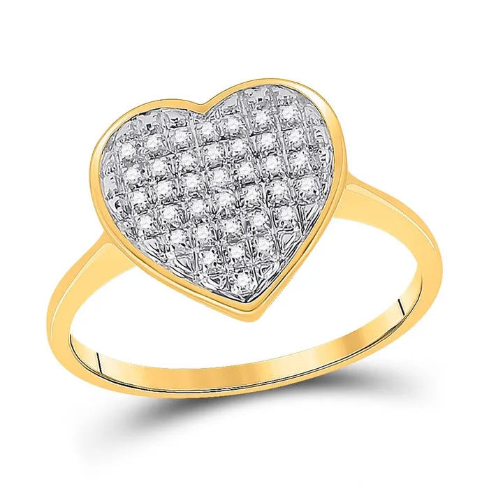 10k Yellow Gold Round Diamond Heart Ring 110 Cttw gndatlanta Rings