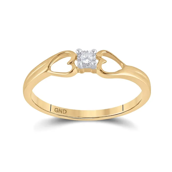 10k Yellow Gold Round Diamond Solitaire Heart Promise Ring 110 Cttw gndatlanta Rings