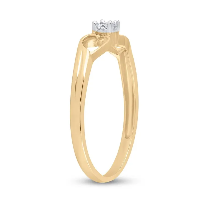 10k Yellow Gold Round Diamond Solitaire Heart Promise Ring 110 Cttw gndatlanta Rings