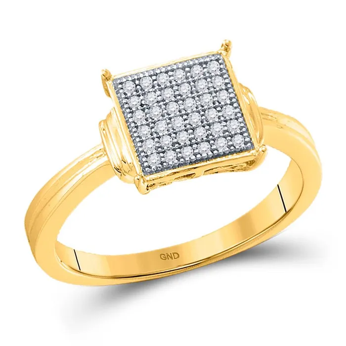 10k Yellow Gold Round Diamond Square Cluster Ring 110 Cttw gndatlanta Rings