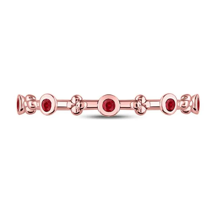 10kt Rose Gold Round Ruby Dot Flower Stackable Band Ring 112 Cttw gndatlanta Rings