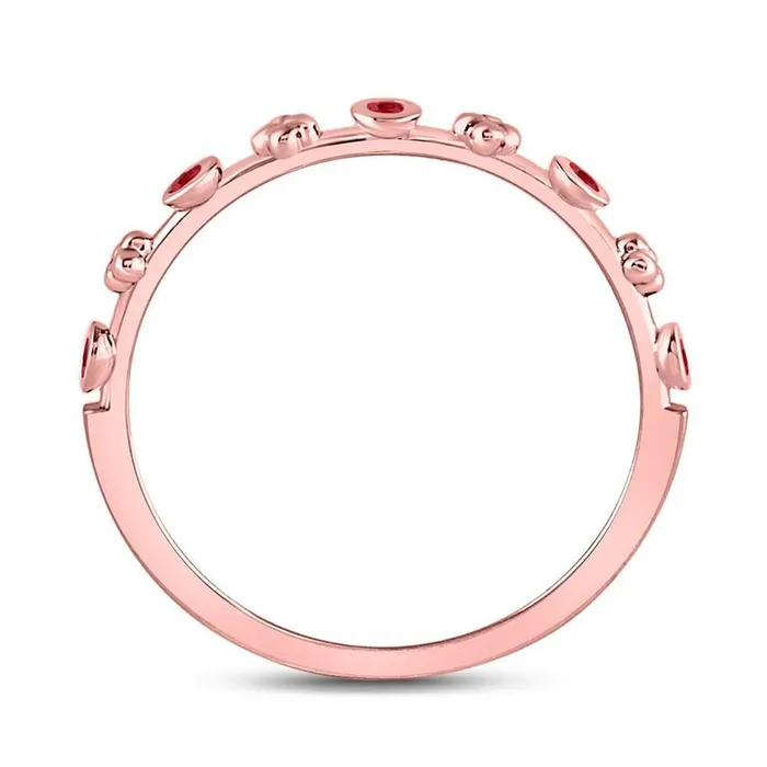 10kt Rose Gold Round Ruby Dot Flower Stackable Band Ring 112 Cttw gndatlanta Rings