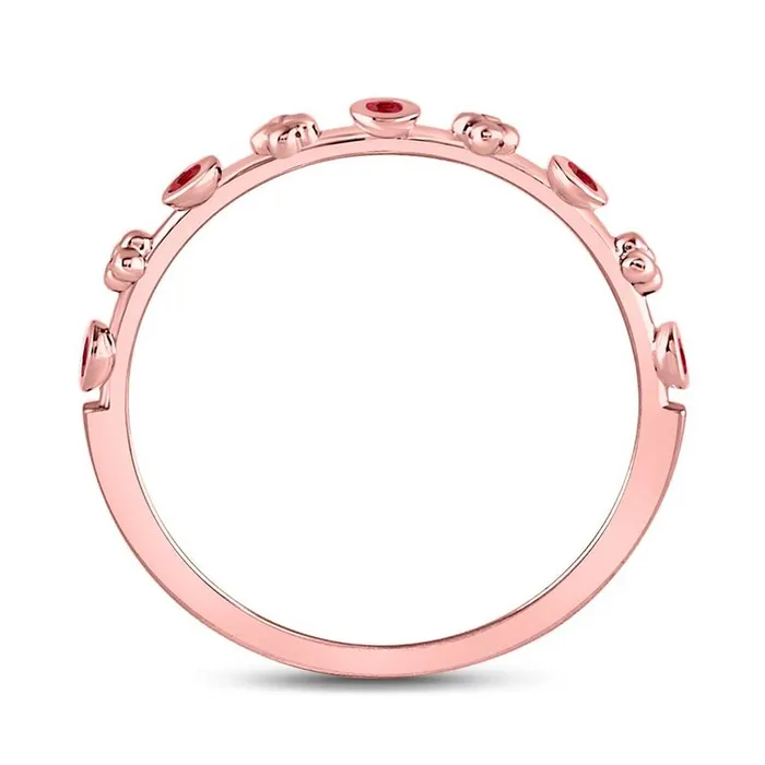 10kt Rose Gold Round Ruby Dot Flower Stackable Band Ring 112 Cttw gndatlanta Rings