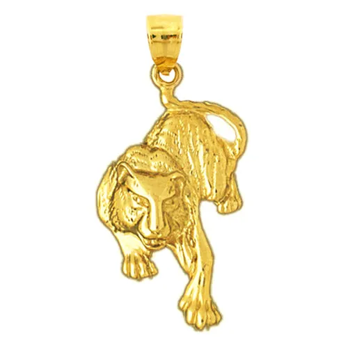 14K Gold 26MM Long Tiger Pendant Goldia Necklaces