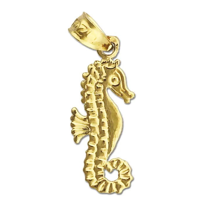 14K Gold Sea life Curly Tail Seahorse Charm Goldia Charm Necklaces