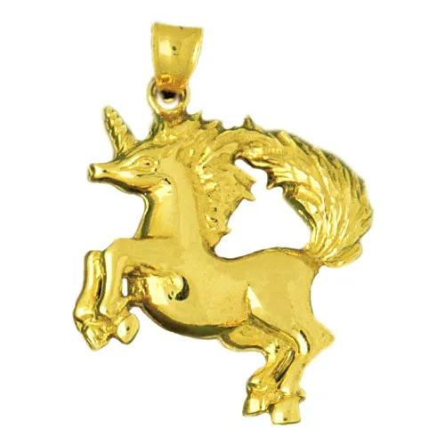 14K Gold Unicorn with Wild Mane Pendant Goldia Necklaces