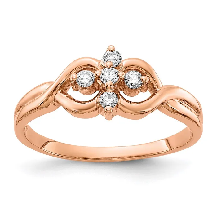 14k Rose Gold Polished AA Real Diamond Ring Goldiacom Rings
