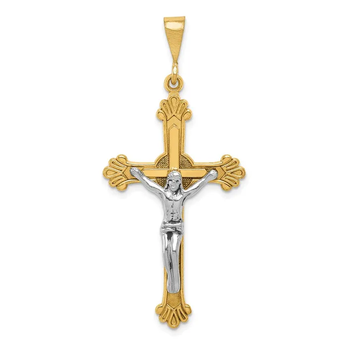 14k Twotone Gold Crucifix Pendant Goldia Rings
