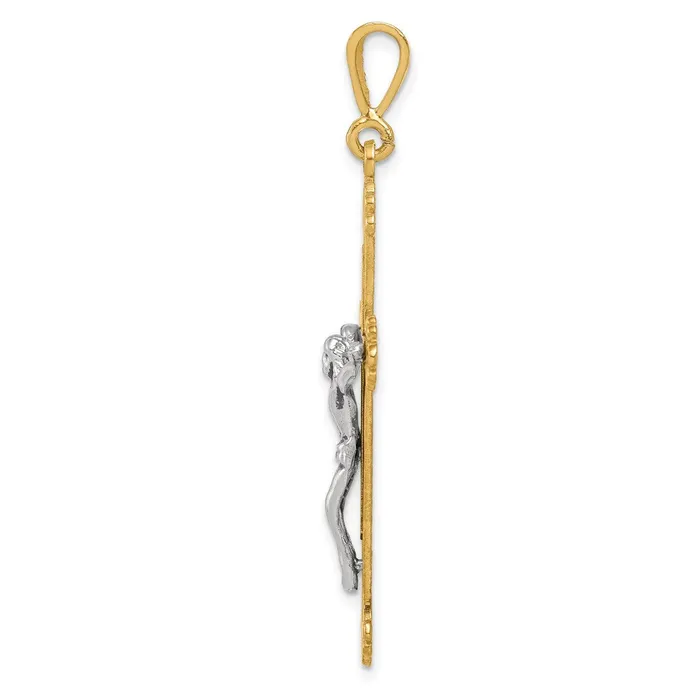 14k Twotone Gold Crucifix Pendant Goldia Rings