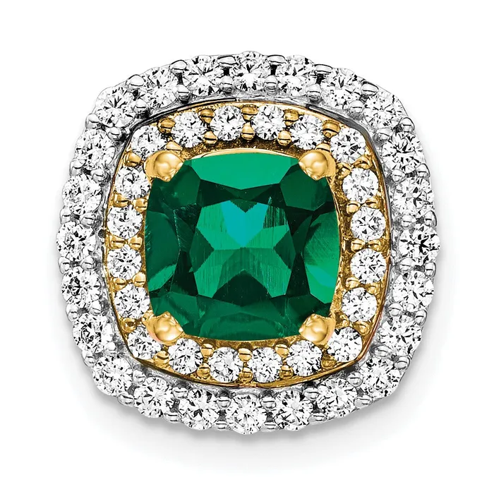 14k TwoTone Gold Lab Grown Real Diamond u0026 Created Emerald Pendant Goldia Rings
