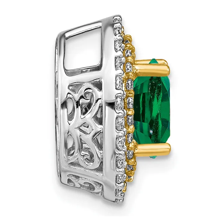 14k TwoTone Gold Lab Grown Real Diamond u0026 Created Emerald Pendant Goldia Rings