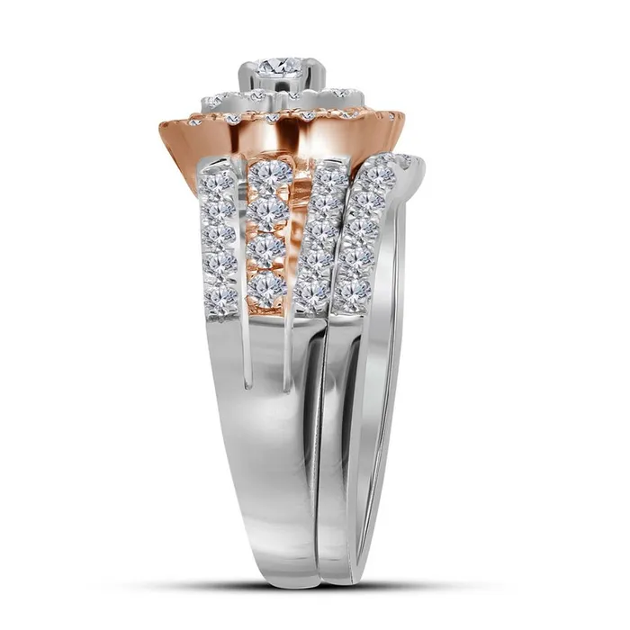 14k Twotone Gold Round Diamond Bridal Wedding Ring Set 112 Cttw Certified gndatlanta Rings