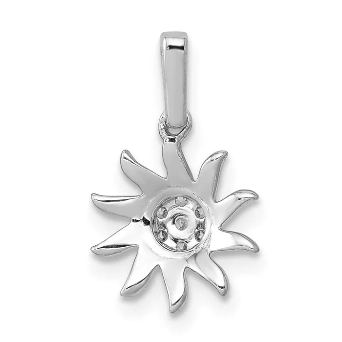 14k White Gold 115ct Real Diamond Fancy Sun Pendant Goldia Necklaces