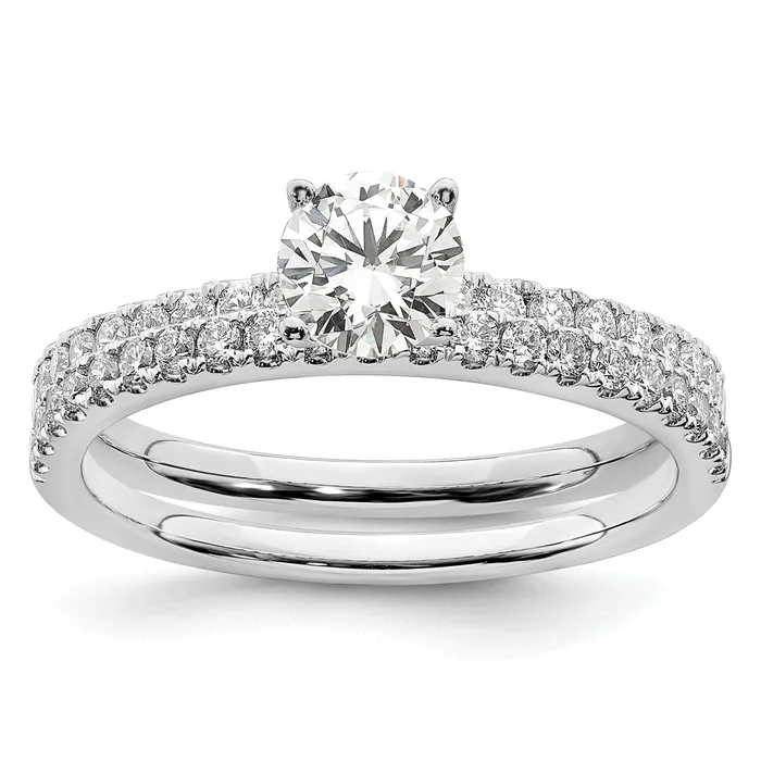 14k White Gold 1 Ct Lab Grown Diamond VSSI G Round Engagement Ring Goldia Rings