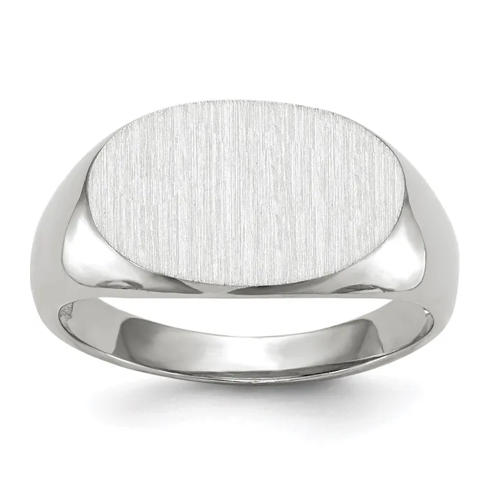 14k White Gold 110x170mm Open Back Mens Signet Ring Goldia Rings