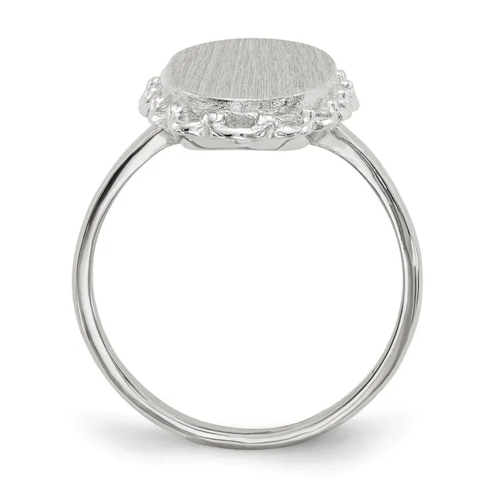 14k White Gold 150x9mm Open Back Signet Ring Goldia Rings