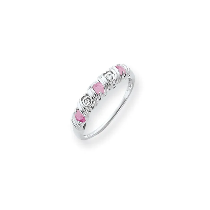 14k White Gold 275mm Pink Tourmaline AAA Diamond ring Goldia Rings