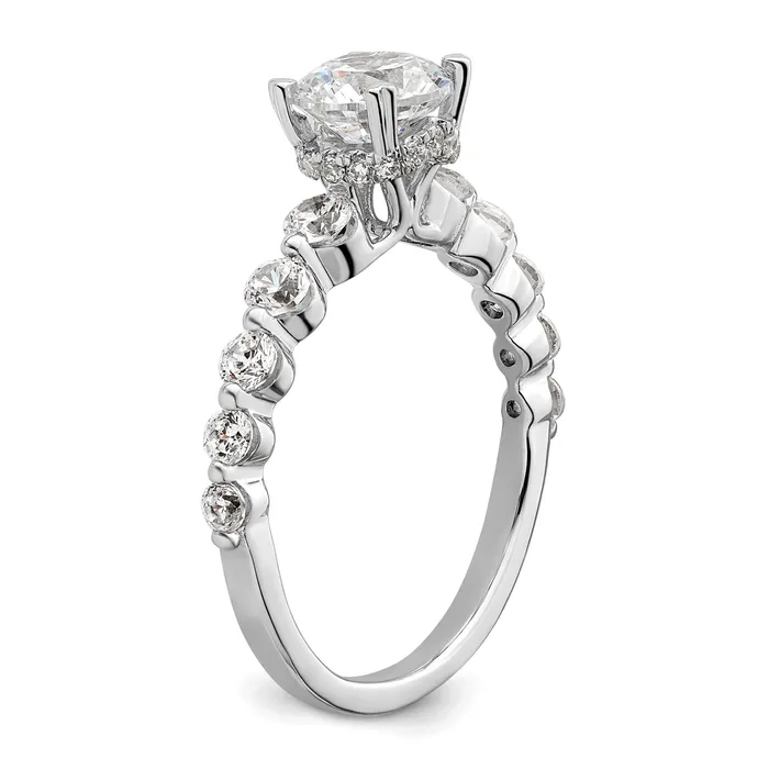 14k White Gold 34 Ct Lab Grown Diamond VSSI G 34 Ct cetner Round Solitaire Engagement Ring Goldia Rings