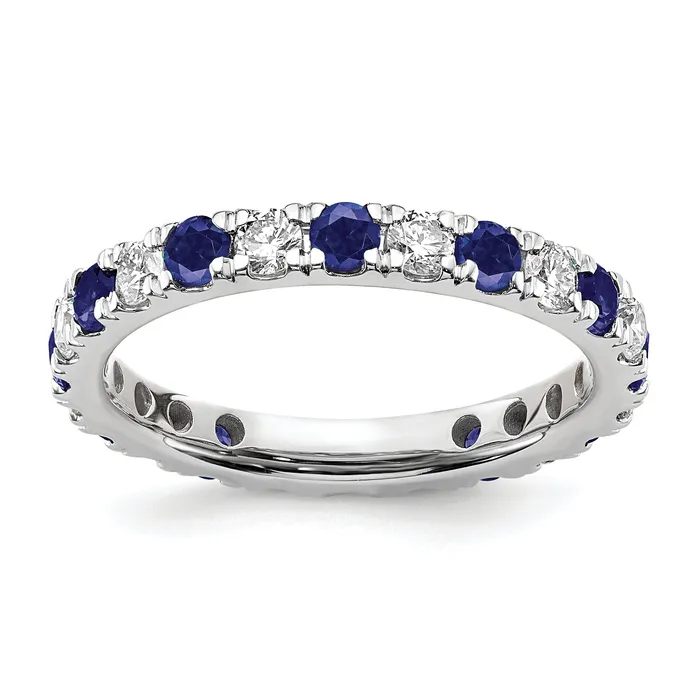 14k White Gold 38 Ct Lab Grown Diamond VSSI G and Lab Created Blue Sapphire Eternity Band Ring Goldia Rings 14k White Gold 38 Ct Lab Grown Diamond VSSI G and Lab Created Blue Sapphire Eternity Band Ring Goldia Rings