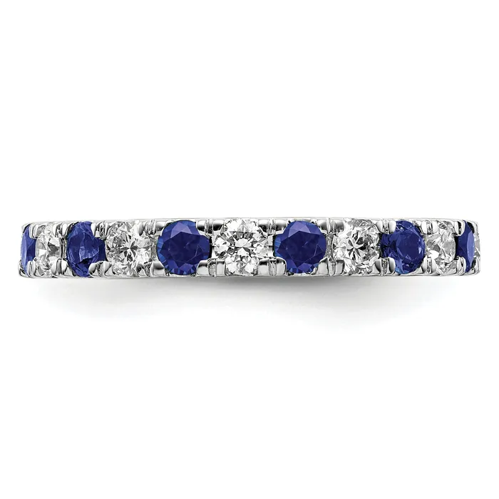 14k White Gold 38 Ct Lab Grown Diamond VSSI G and Lab Created Blue Sapphire Eternity Band Ring Goldia Rings
