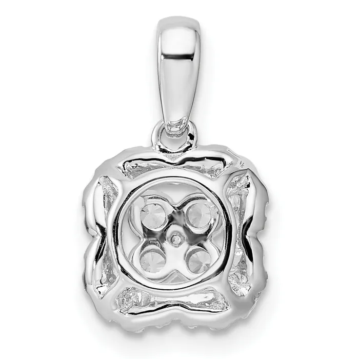 14k White Gold 38 Ct Lab Grown Diamond VSSI G Square Halo Pendant Goldia Necklaces