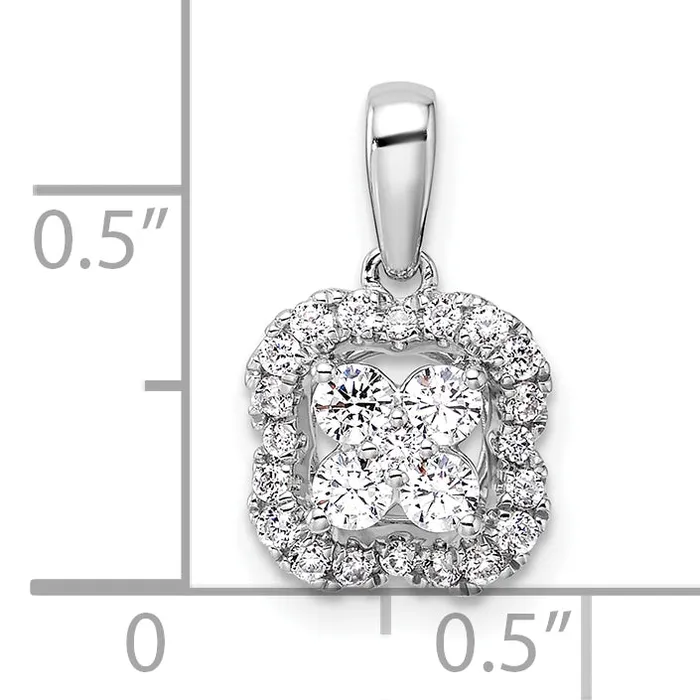 14k White Gold 38 Ct Lab Grown Diamond VSSI G Square Halo Pendant Goldia Necklaces