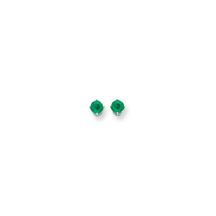 14k White Gold 5mm Emerald Earrings Goldia Earrings