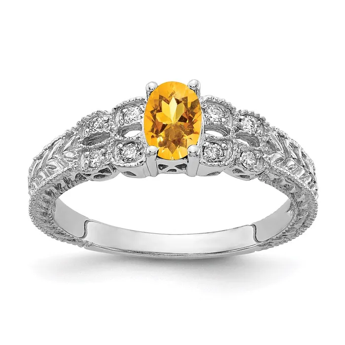14k White Gold 6x4mm Oval Citrine Checker A Real Diamond ring Goldia Rings 14k White Gold 6x4mm Oval Citrine Checker A Real Diamond ring Goldia Rings