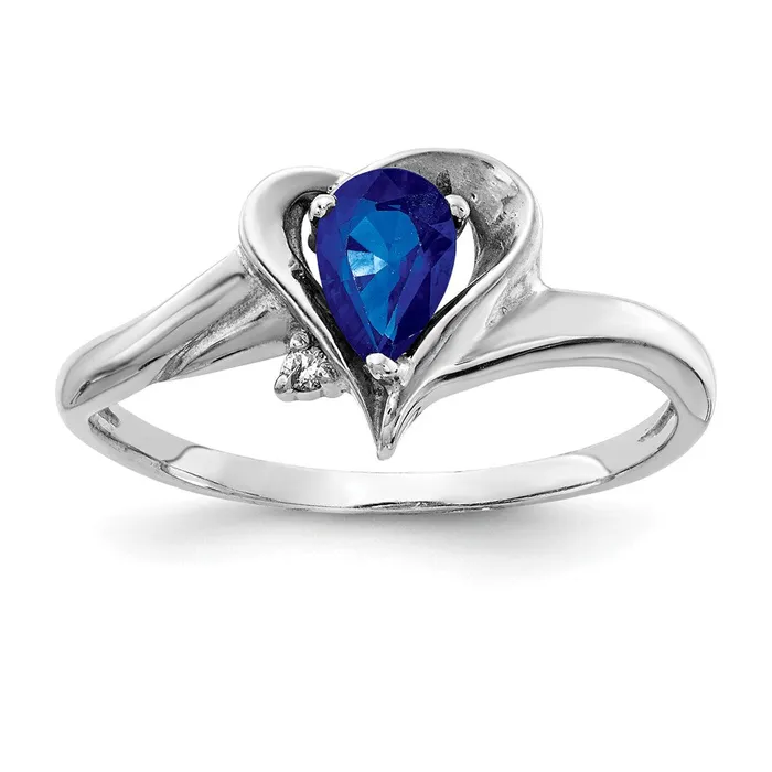 14k White Gold 6x4mm Pear Sapphire VS Diamond ring Goldia Rings