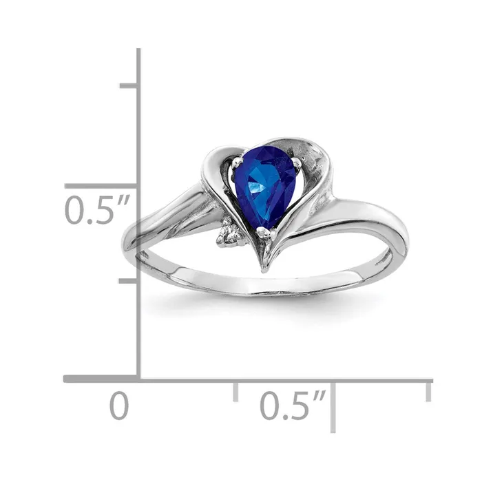 14k White Gold 6x4mm Pear Sapphire VS Diamond ring Goldia Rings