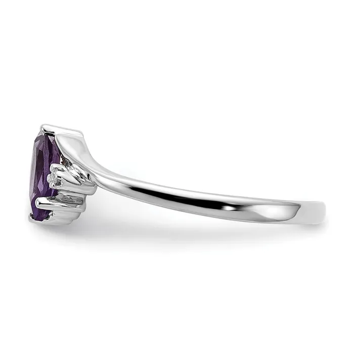 14k White Gold 7x35mm Marquise Amethyst VS Diamond ring Goldia Rings