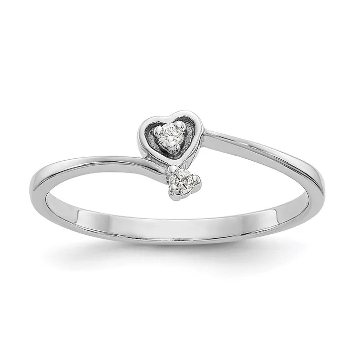 14k White Gold A Real Diamond heart ring Goldia Rings