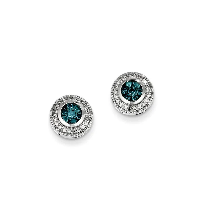14k White Gold Blue u0026 White Real Diamond Earrings Goldia Earrings