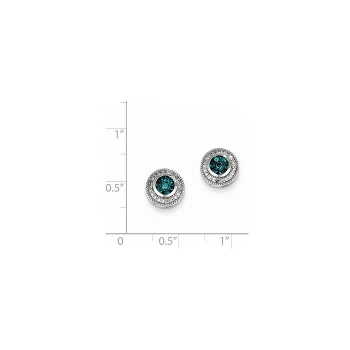 14k White Gold Blue u0026 White Real Diamond Earrings Goldia Earrings