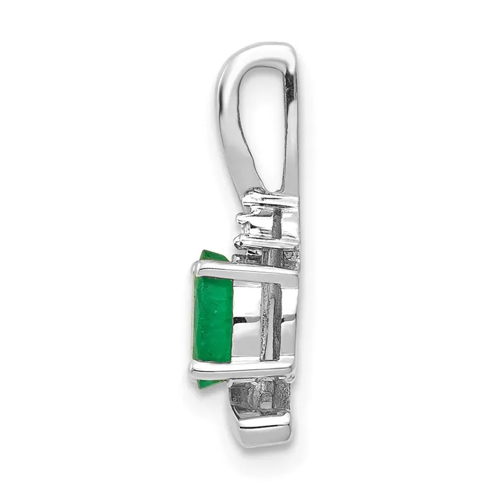 14k White Gold Emerald and Diamond Pendant Goldia Necklaces