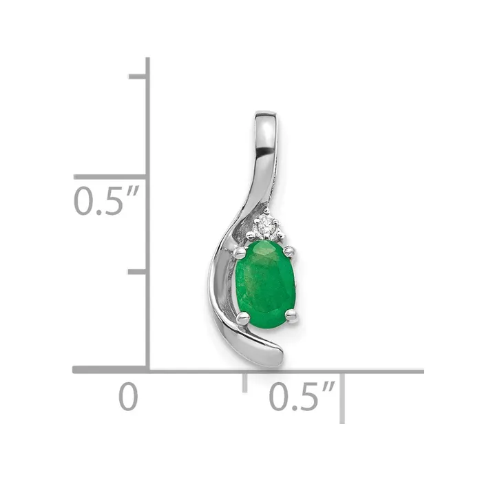 14k White Gold Emerald and Diamond Pendant Goldia Necklaces