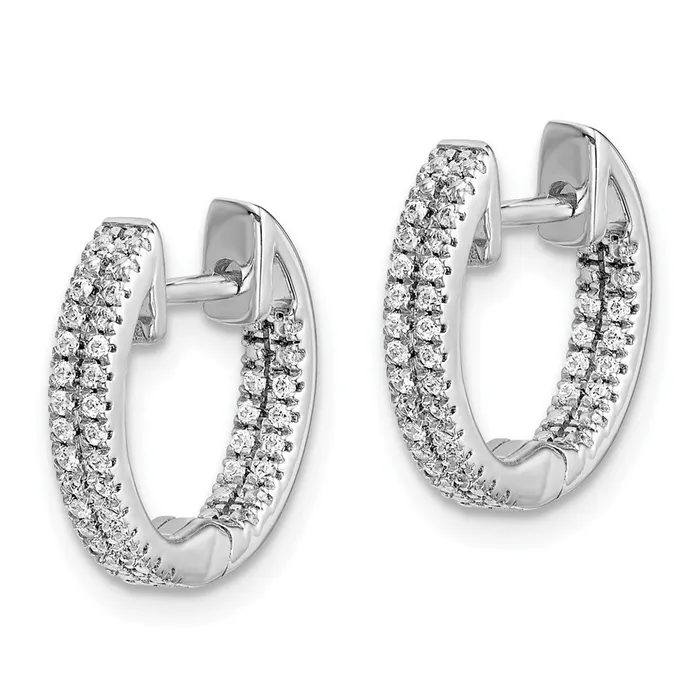 14k White Gold InOut Real Diamond Hinged Hoop Earrings Goldia Earrings