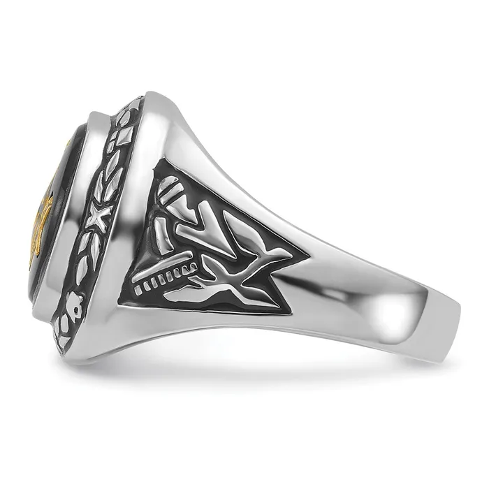 14k White Gold Mens Polished Antiqued and Textured with Oval Onyx Masonic Ring Goldia Rings