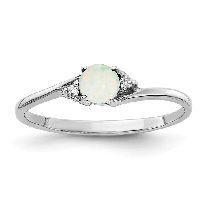 14k White Gold Opal and Diamond Ring Goldia Rings