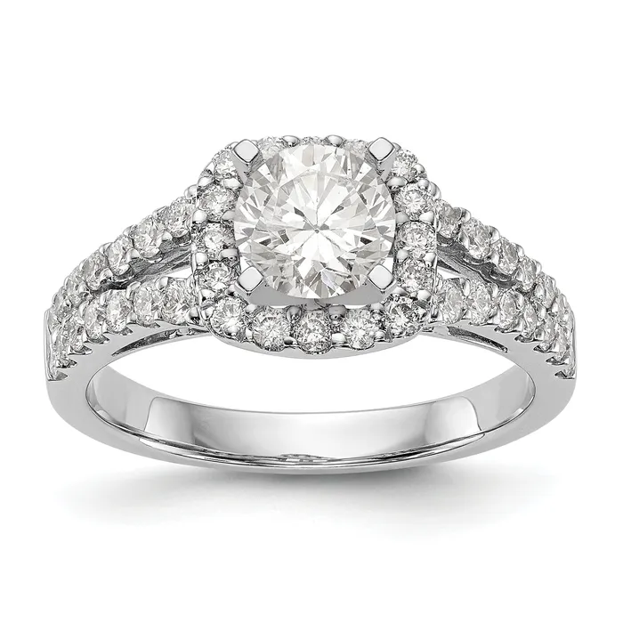 14K White Gold Peg Set Dia CZ Cushion Halo Engagement Ring Goldiacom Rings