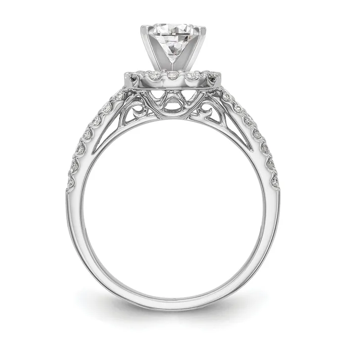 14K White Gold Peg Set Dia CZ Cushion Halo Engagement Ring Goldiacom Rings