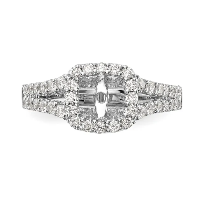 14K White Gold Peg Set Dia CZ Cushion Halo Engagement Ring Goldiacom Rings