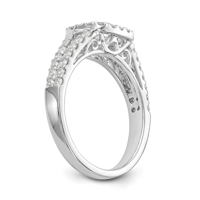 14K White Gold Peg Set Dia CZ Cushion Halo Engagement Ring Goldiacom Rings