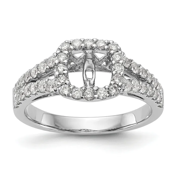 14K White Gold Peg Set Dia CZ Cushion Halo Engagement Ring Goldiacom Rings