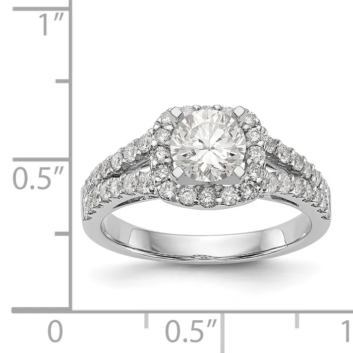14K White Gold Peg Set Dia CZ Cushion Halo Engagement Ring Goldiacom Rings