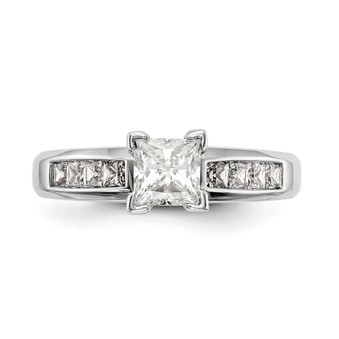 14K White Gold Peg Set Diamond Princess Cut CZ Engagement Ring Goldiacom Rings
