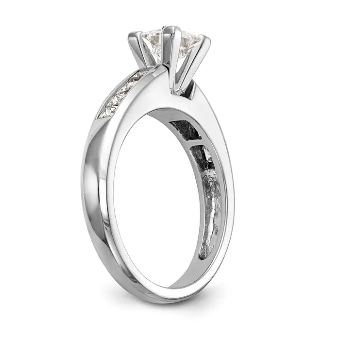 14K White Gold Peg Set Diamond Princess Cut CZ Engagement Ring Goldiacom Rings
