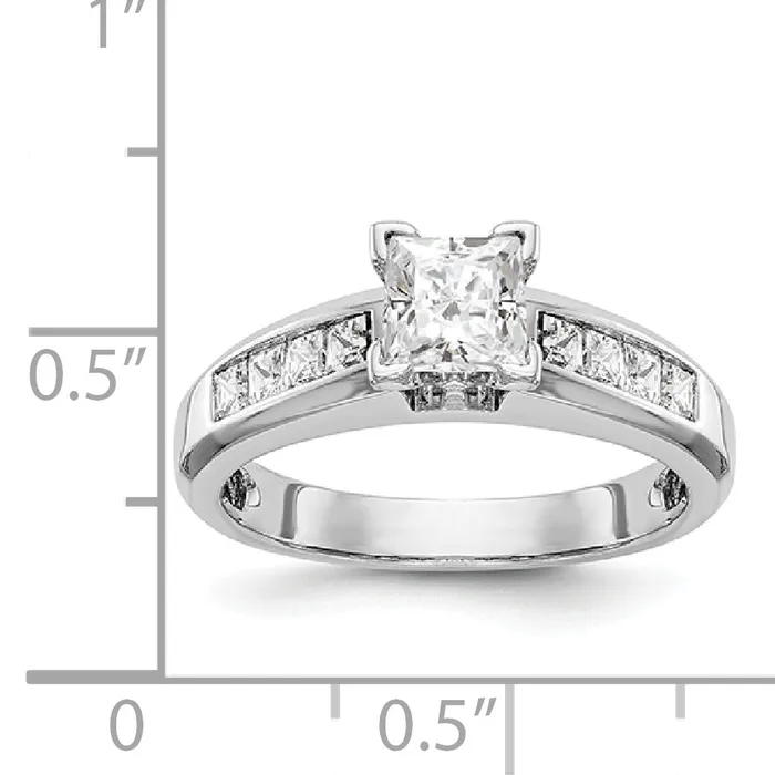14K White Gold Peg Set Diamond Princess Cut CZ Engagement Ring Goldiacom Rings