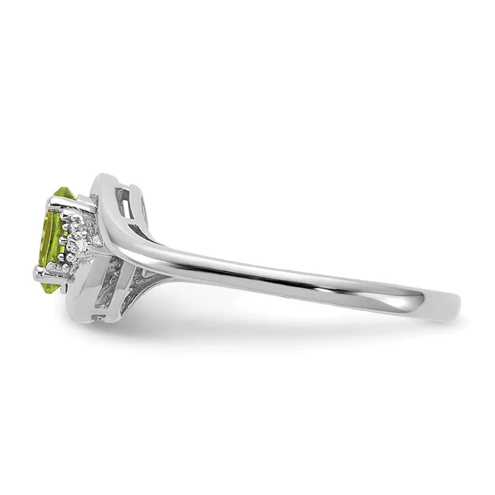14k White Gold Peridot and Real Diamond Ring Goldia Rings